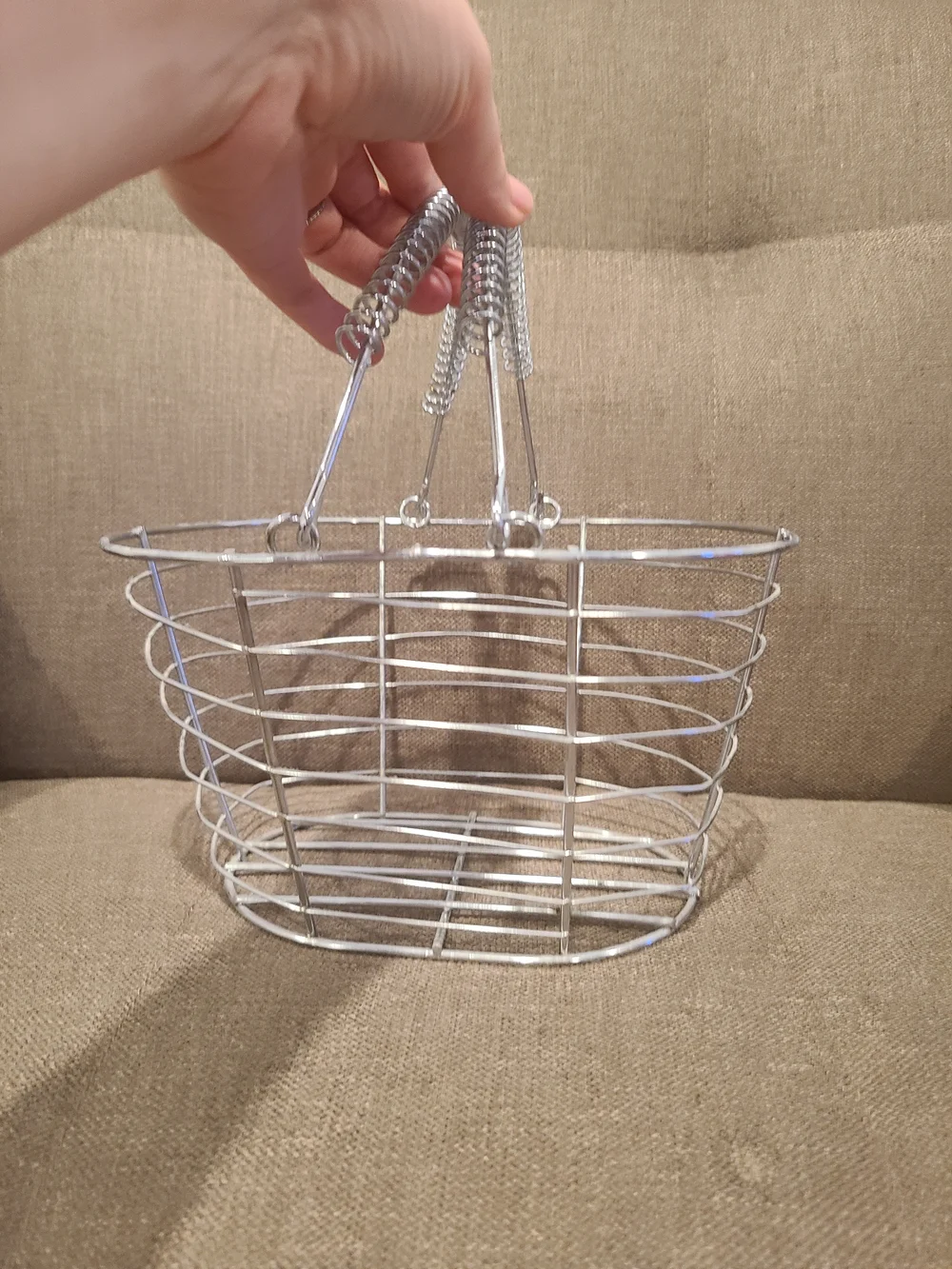 Wire Basket Tote in Silver